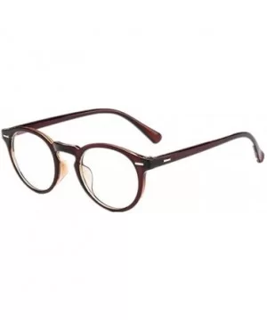 Men Retro Round Eyeglasses Frame Women Optical Glasses Frame Eyewear - Brown - CS183C953U7 $6.66 Semi-rimless