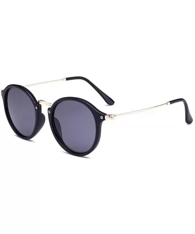 Vintage Classic Round Sunglasses Men Women Mirror Lens Thin Metal Temple Sun glasses - Black/Silver - C6197N0RZRM $6.07 Round