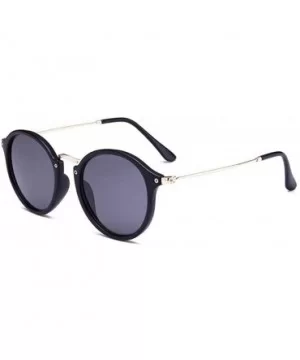 Vintage Classic Round Sunglasses Men Women Mirror Lens Thin Metal Temple Sun glasses - Black/Silver - C6197N0RZRM $6.07 Round