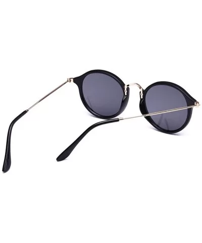 Vintage Classic Round Sunglasses Men Women Mirror Lens Thin Metal Temple Sun glasses - Black/Silver - C6197N0RZRM $6.07 Round