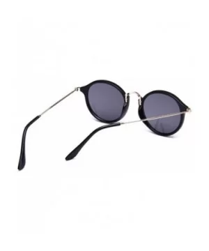 Vintage Classic Round Sunglasses Men Women Mirror Lens Thin Metal Temple Sun glasses - Black/Silver - C6197N0RZRM $6.07 Round