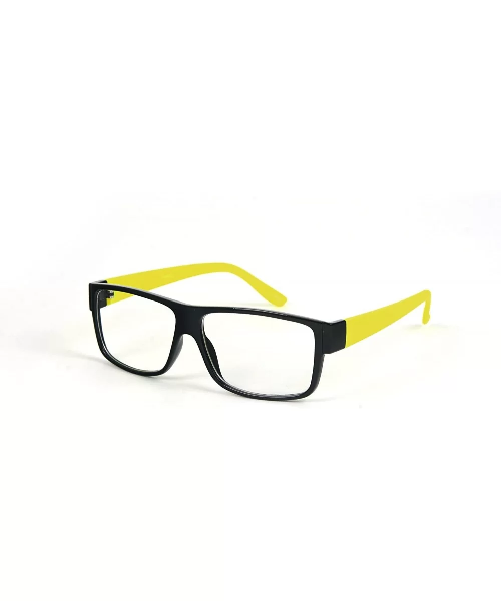 Wayfarer Clear Lens Rubber Coated Soft Feel Temple Sunglasses P2065CL - Neon Yellow - C711BOS09KF $5.93 Wayfarer