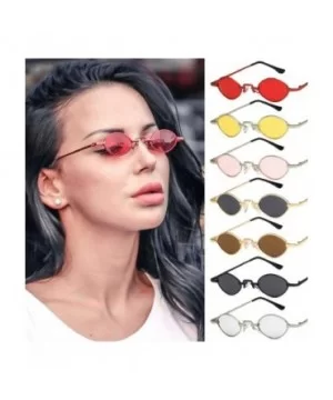 Vintage Small Sunglasses Oval Slender Metal Frame Candy Colors - G - CO18SCXNGRC $5.95 Oval