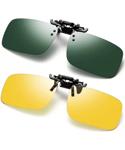 Polarized Sunglasses Anti Glare Fishing Prescription - Drak Green + Night Yellow - CR194EKQKHR $8.17 Rectangular