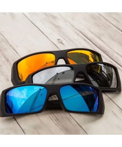 Polarized Sunglasses Sport Wrap Mirror Lens - Black Frame Blue Mirror Lens - CU182WAML5E $5.85 Round