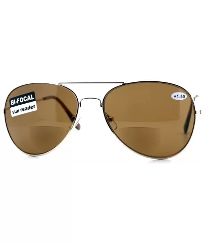 Bifocal Magnification Lens Sunglasses Unisex Classic Aviator Tinted Reader - Gold - CC1889Z29CO $8.74 Aviator