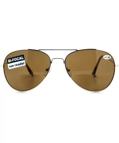 Bifocal Magnification Lens Sunglasses Unisex Classic Aviator Tinted Reader - Gold - CC1889Z29CO $8.74 Aviator