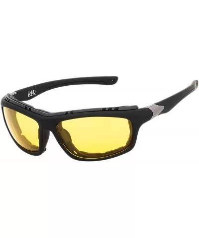 Airdam Sunglasses Motorcycle Riding- Driving- Fishing- Boating Wrap - Black - Yellow - CK196MUX8HA $13.44 Sport