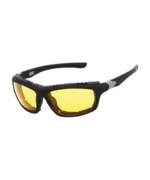 Airdam Sunglasses Motorcycle Riding- Driving- Fishing- Boating Wrap - Black - Yellow - CK196MUX8HA $13.44 Sport