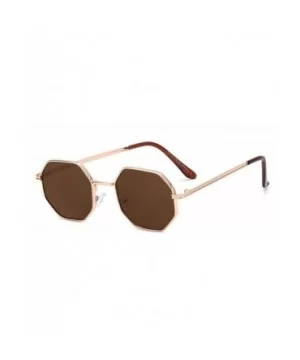 Metal Polygon Fashion Frame Sunglasses Women Men Vintage Luxury Mirror Sun Glasses UV400 De Sol - Tea - CQ199C970XI $24.65 Go...