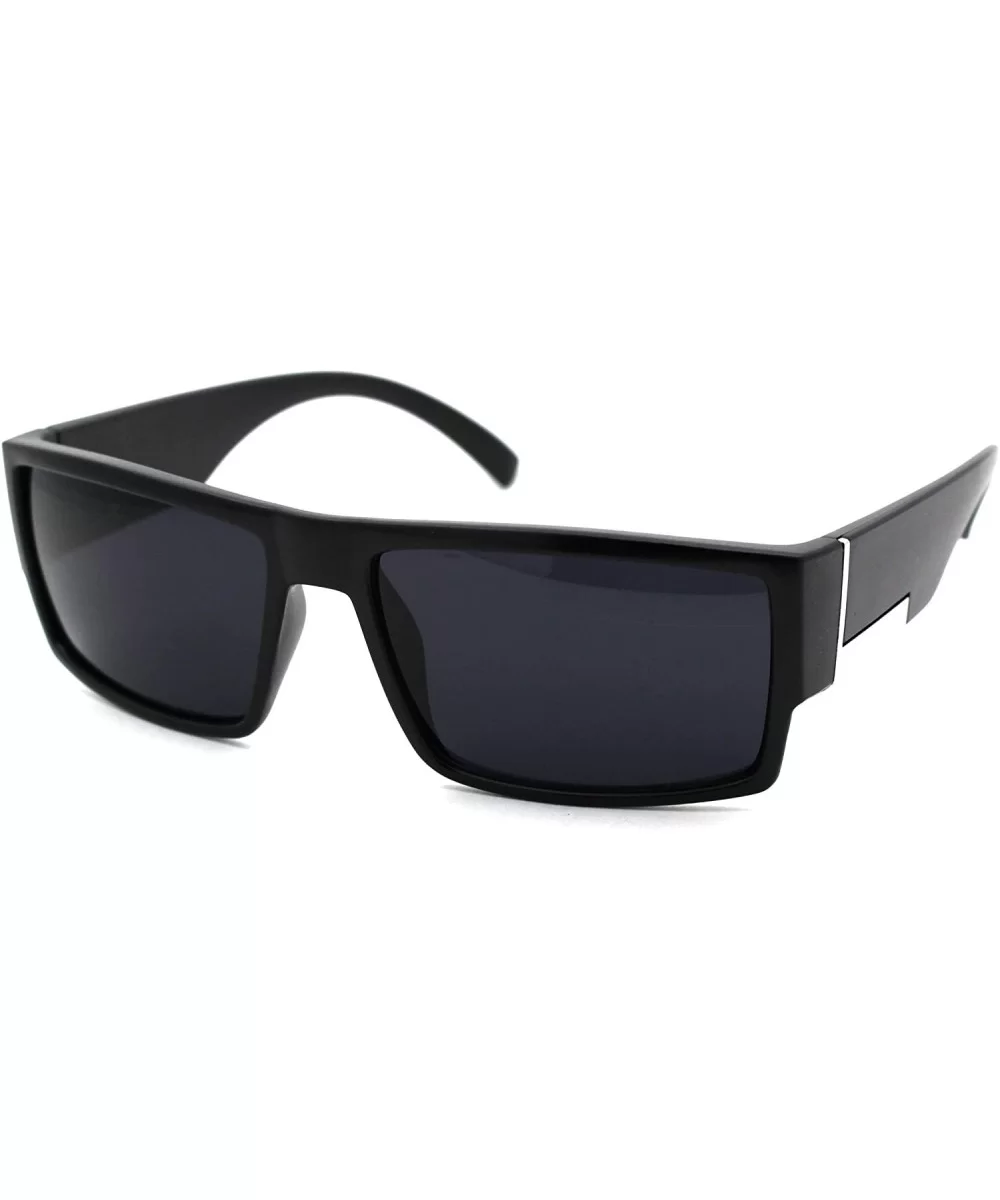 Mens Rectangular Mobster All Black Gangster Plastic Sunglasses - Matte Black - C618WG0OWGH $7.71 Rectangular