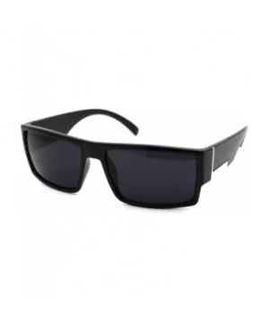 Mens Rectangular Mobster All Black Gangster Plastic Sunglasses - Matte Black - C618WG0OWGH $7.71 Rectangular