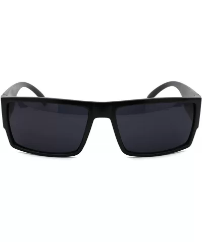 Mens Rectangular Mobster All Black Gangster Plastic Sunglasses - Matte Black - C618WG0OWGH $7.71 Rectangular