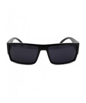 Mens Rectangular Mobster All Black Gangster Plastic Sunglasses - Matte Black - C618WG0OWGH $7.71 Rectangular