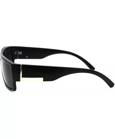 Mens Rectangular Mobster All Black Gangster Plastic Sunglasses - Matte Black - C618WG0OWGH $7.71 Rectangular