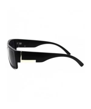 Mens Rectangular Mobster All Black Gangster Plastic Sunglasses - Matte Black - C618WG0OWGH $7.71 Rectangular