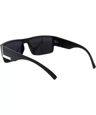 Mens Rectangular Mobster All Black Gangster Plastic Sunglasses - Matte Black - C618WG0OWGH $7.71 Rectangular