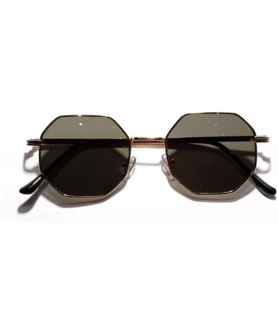 Metal Polygon Fashion Frame Sunglasses Women Men Vintage Luxury Mirror Sun Glasses UV400 De Sol - Tea - CQ199C970XI $24.65 Go...