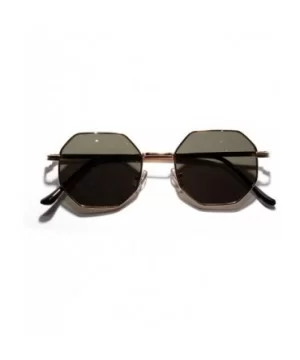 Metal Polygon Fashion Frame Sunglasses Women Men Vintage Luxury Mirror Sun Glasses UV400 De Sol - Tea - CQ199C970XI $24.65 Go...