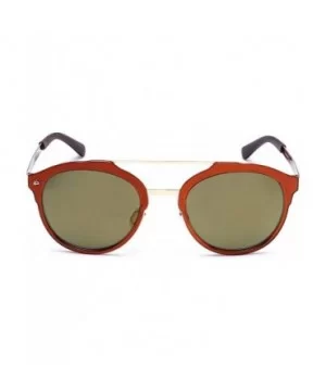 "The Producer" Handcrafted Designer Polarized Round Sunglasses - Chestnut Brown/Gold Mirror - CP17YEGK2KX $24.79 Cat Eye