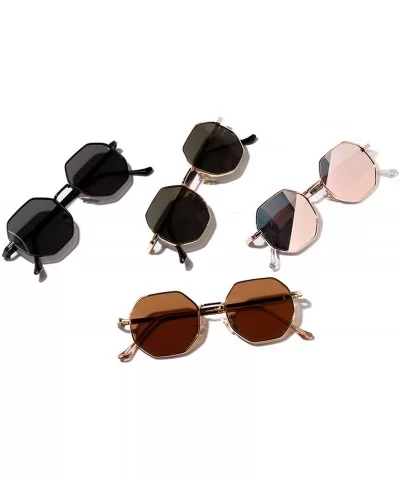 Metal Polygon Fashion Frame Sunglasses Women Men Vintage Luxury Mirror Sun Glasses UV400 De Sol - Tea - CQ199C970XI $24.65 Go...