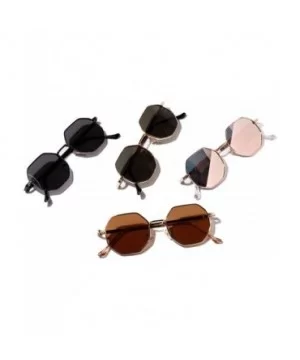 Metal Polygon Fashion Frame Sunglasses Women Men Vintage Luxury Mirror Sun Glasses UV400 De Sol - Tea - CQ199C970XI $24.65 Go...