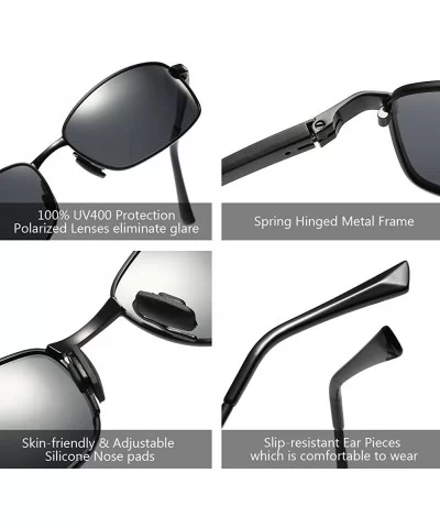 Wrap Polarized Sunglasses Rectangular Metal Frame Classic Style Large Size - Silver - C618C507ZAA $11.74 Wrap