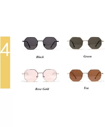 Metal Polygon Fashion Frame Sunglasses Women Men Vintage Luxury Mirror Sun Glasses UV400 De Sol - Tea - CQ199C970XI $24.65 Go...