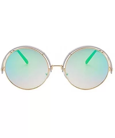 Color Lens Sunglasses Stylish Sunnies Eyewear Metal Sunglasses - Q - Mirrored Purple&green(silver&gold Frame) - C21972XL86E $...