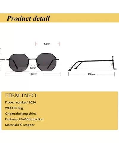 Metal Polygon Fashion Frame Sunglasses Women Men Vintage Luxury Mirror Sun Glasses UV400 De Sol - Tea - CQ199C970XI $24.65 Go...