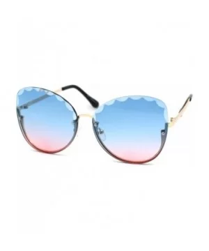 Womens Petal Bevel Lens Upside Down Half Rim Fashion Sunglasses - Gold Blue Pink - CV18YMQDWE8 $8.66 Butterfly