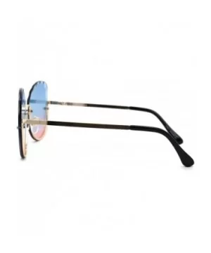 Womens Petal Bevel Lens Upside Down Half Rim Fashion Sunglasses - Gold Blue Pink - CV18YMQDWE8 $8.66 Butterfly