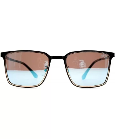 p646 Square Design Polarized - for Womens-Mens 100% UV PROTECTION - Black-lightbluemirror - C1192TG0IC4 $22.03 Square