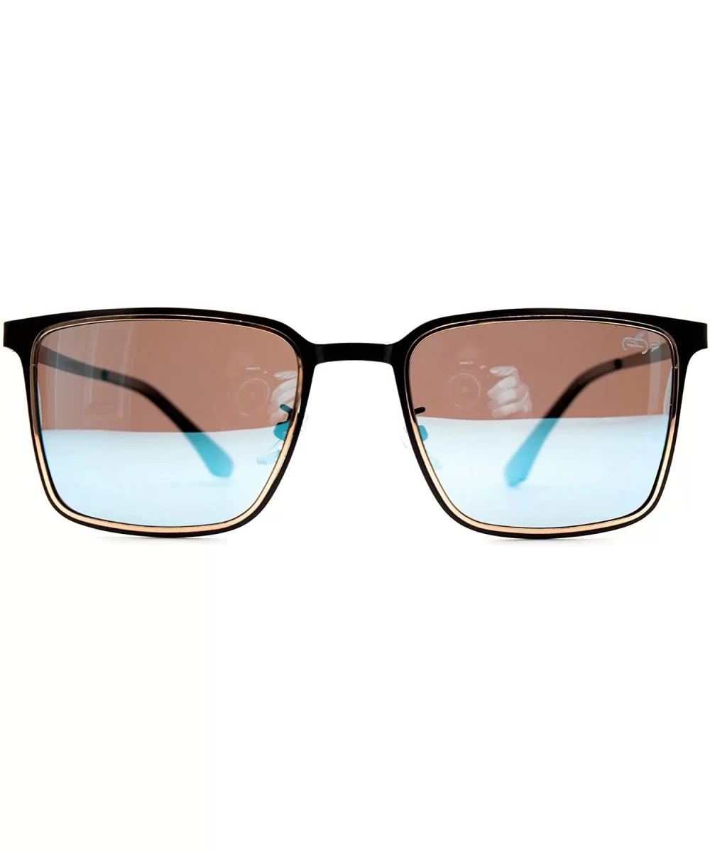 p646 Square Design Polarized - for Womens-Mens 100% UV PROTECTION - Black-lightbluemirror - C1192TG0IC4 $22.03 Square