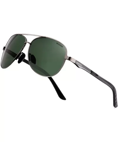 Aviator Polarized Sunglasses Mens Al-Mg Metal Ultra Glasses - Dark Green Lens/Gun Frame - C8186HZYD3O $12.09 Square