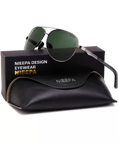 Aviator Polarized Sunglasses Mens Al-Mg Metal Ultra Glasses - Dark Green Lens/Gun Frame - C8186HZYD3O $12.09 Square