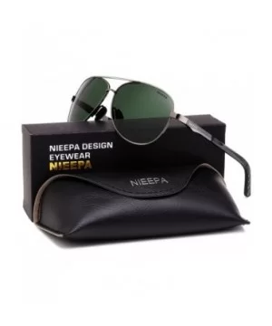 Aviator Polarized Sunglasses Mens Al-Mg Metal Ultra Glasses - Dark Green Lens/Gun Frame - C8186HZYD3O $12.09 Square