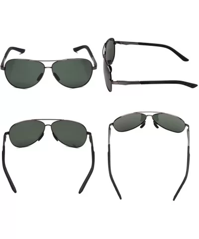 Aviator Polarized Sunglasses Mens Al-Mg Metal Ultra Glasses - Dark Green Lens/Gun Frame - C8186HZYD3O $12.09 Square