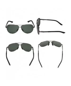 Aviator Polarized Sunglasses Mens Al-Mg Metal Ultra Glasses - Dark Green Lens/Gun Frame - C8186HZYD3O $12.09 Square