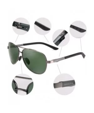 Aviator Polarized Sunglasses Mens Al-Mg Metal Ultra Glasses - Dark Green Lens/Gun Frame - C8186HZYD3O $12.09 Square