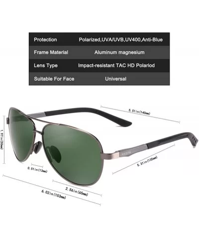 Aviator Polarized Sunglasses Mens Al-Mg Metal Ultra Glasses - Dark Green Lens/Gun Frame - C8186HZYD3O $12.09 Square