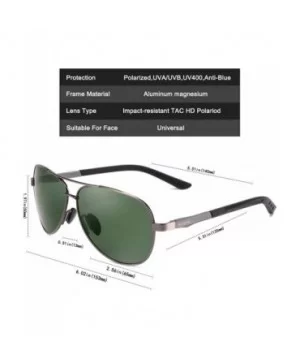 Aviator Polarized Sunglasses Mens Al-Mg Metal Ultra Glasses - Dark Green Lens/Gun Frame - C8186HZYD3O $12.09 Square