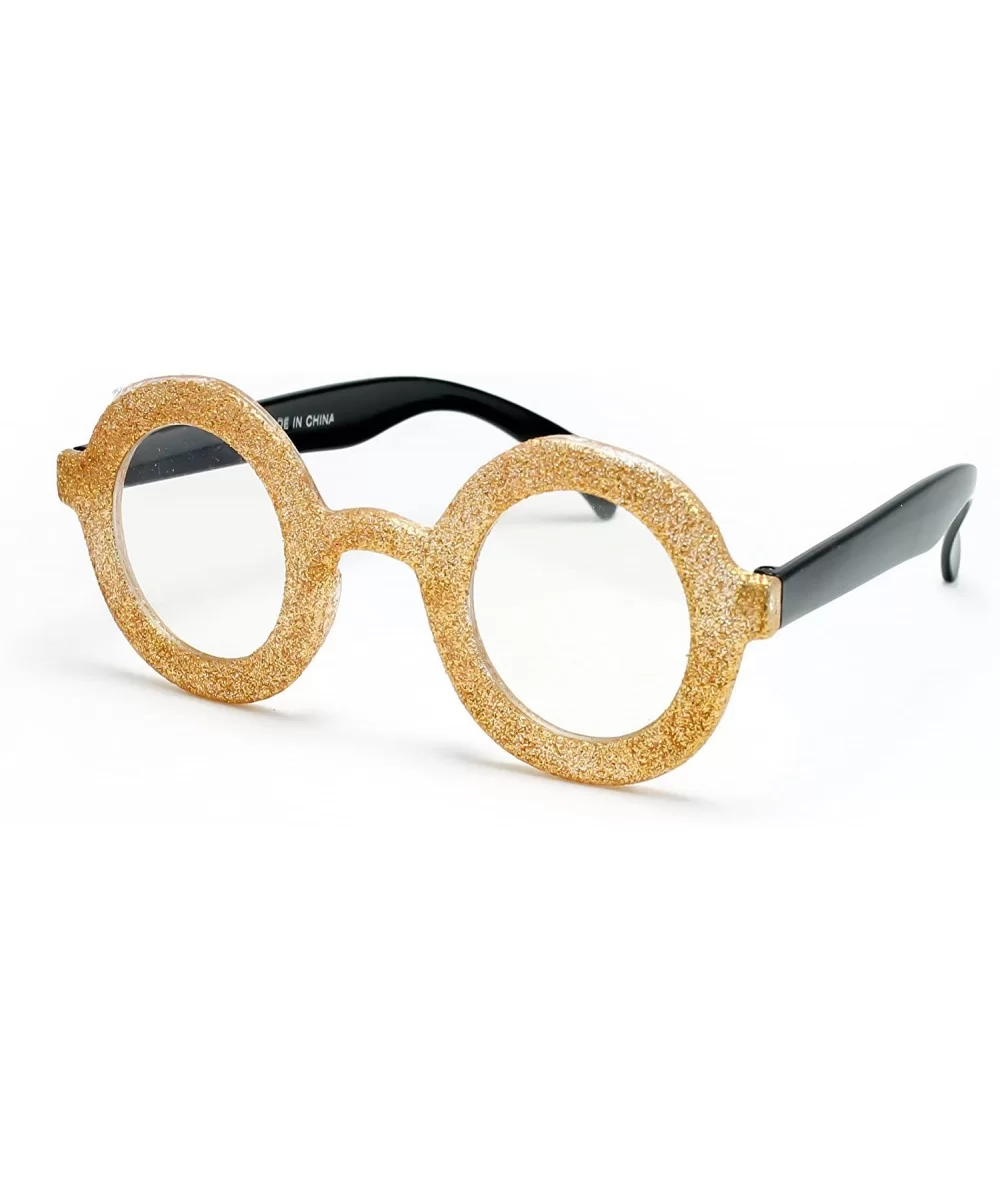 Newbee Fashion Round Costume Glitter Party Halloween Glasses - Gold - CV1190QROG5 $8.37 Round