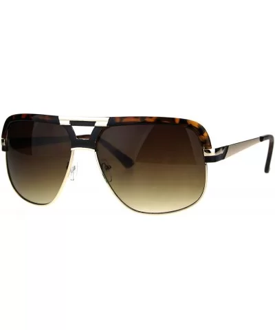 Mens Fashion Sunglasses Designer Style Flat Top Square Frame UV 400 - Tortoise (Brown) - CE187Q5UW74 $7.58 Square