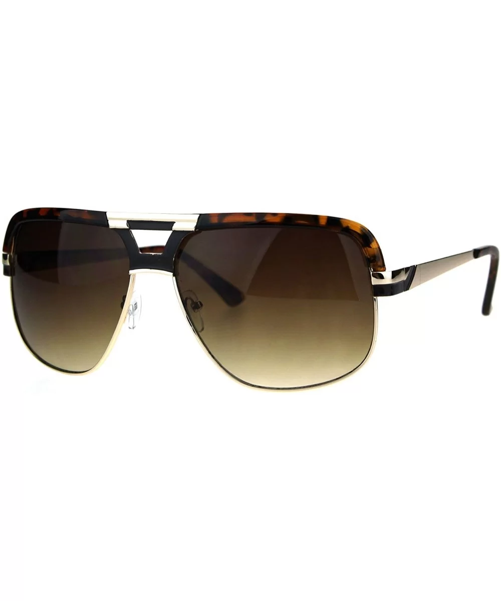 Mens Fashion Sunglasses Designer Style Flat Top Square Frame UV 400 - Tortoise (Brown) - CE187Q5UW74 $7.58 Square