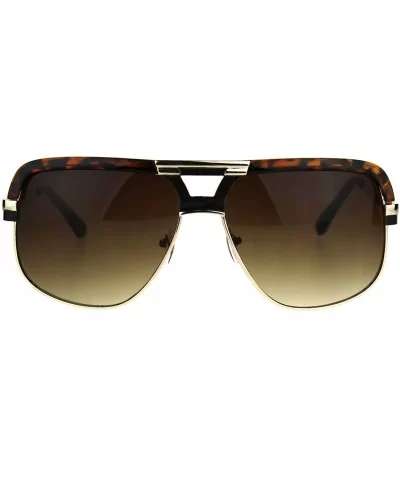 Mens Fashion Sunglasses Designer Style Flat Top Square Frame UV 400 - Tortoise (Brown) - CE187Q5UW74 $7.58 Square