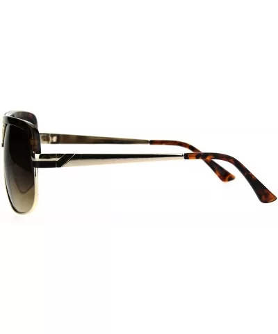 Mens Fashion Sunglasses Designer Style Flat Top Square Frame UV 400 - Tortoise (Brown) - CE187Q5UW74 $7.58 Square