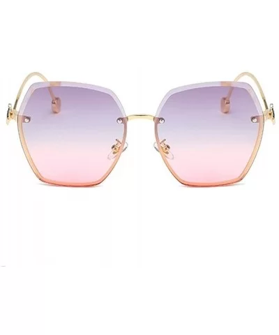 Women Flowers Rimless Sunglasses Oversized Sunglasses Shades Tinted Eyewear Travel Protection UV400 - CH1902RW8DH $8.43 Rimless