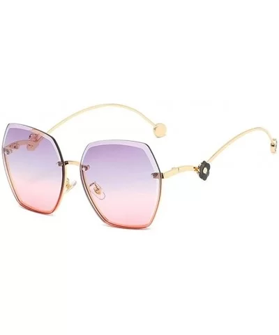 Women Flowers Rimless Sunglasses Oversized Sunglasses Shades Tinted Eyewear Travel Protection UV400 - CH1902RW8DH $8.43 Rimless