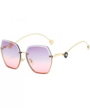 Women Flowers Rimless Sunglasses Oversized Sunglasses Shades Tinted Eyewear Travel Protection UV400 - CH1902RW8DH $8.43 Rimless